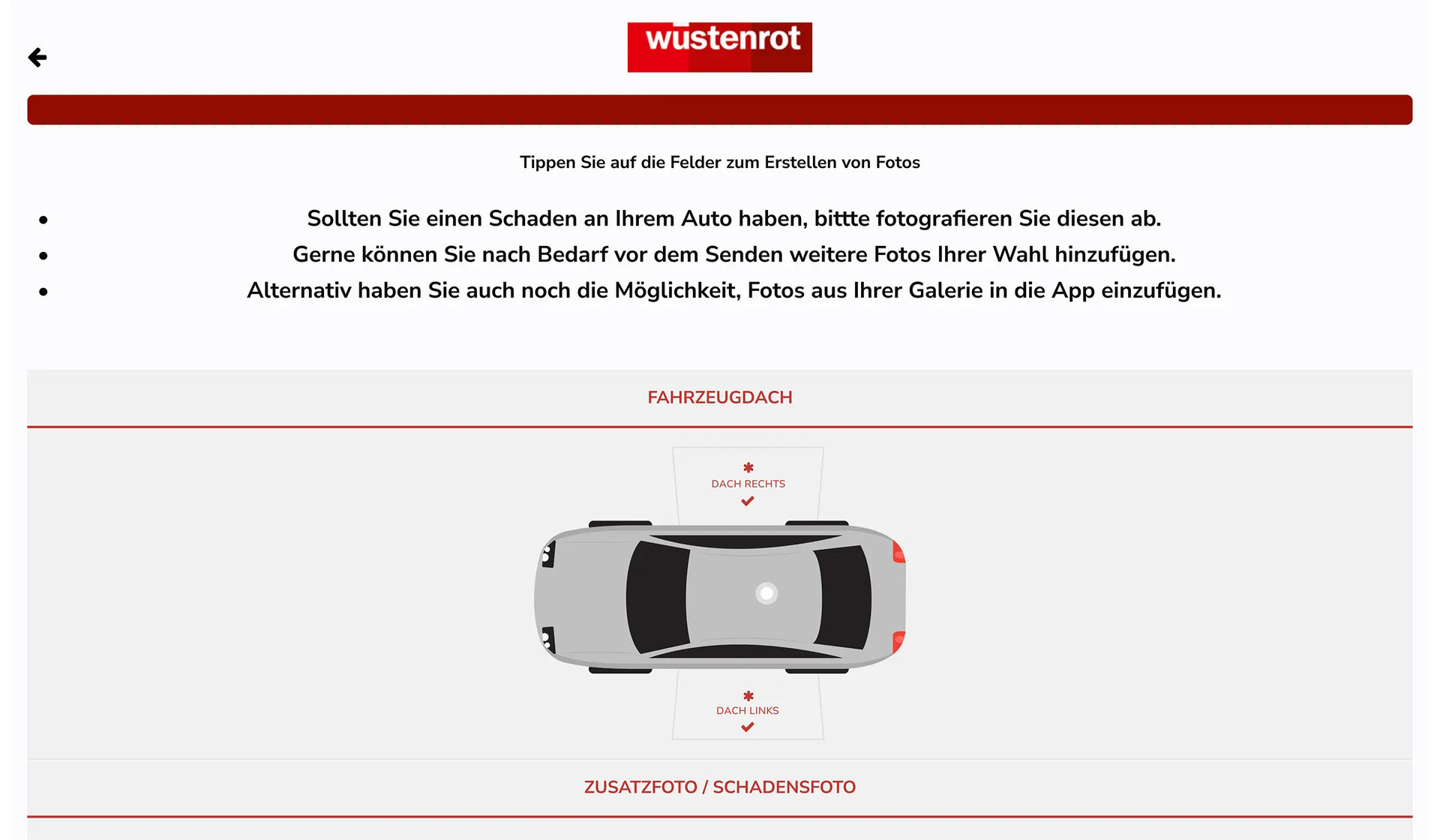 Vorschadenbericht abschicken